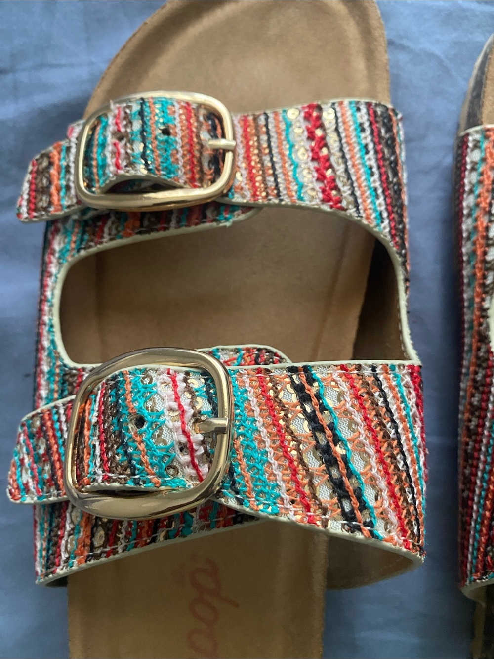Jellypop Multicolor Striped Dual-Buckle Slide Sandals - Women - Picture 4 of 5